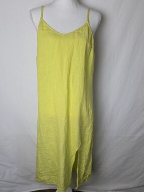 Rachel Zoe Lemon Yellow Linen Slip Dress - Spaghetti Straps Minimalist Size Lg
